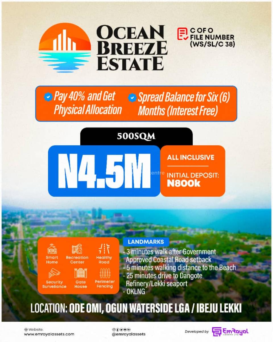 Premium Coastal Land, Near Lagos Calabar Coastal Road, Ode Omi Ogun Waterside, Ode Omi, Ibeju Lekki, Lagos, Residential Land for Sale