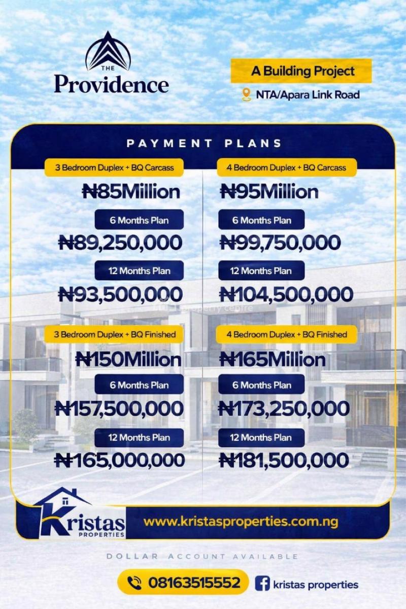 The Providence -affordable Luxury 3 Bedroom Duplex, 𝐍𝐓𝐀/𝐀𝐩𝐚𝐫𝐚 𝐋𝐢𝐧𝐤 𝐑𝐨𝐚𝐝 𝐏𝐨𝐫𝐭𝐡𝐚𝐫𝐜𝐨𝐮𝐫𝐭, Port Harcourt, Rivers, Detached Duplex for Sale