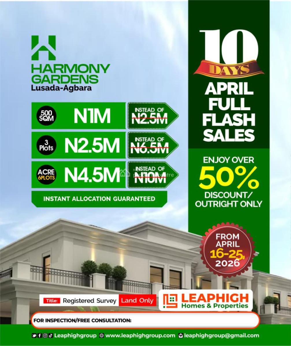 Harmony Community -- Residential Land with Free Plot Offer, Crawford University, Lusada, Agbara, Ado-odo/ota, Ogun, Residential Land for Sale