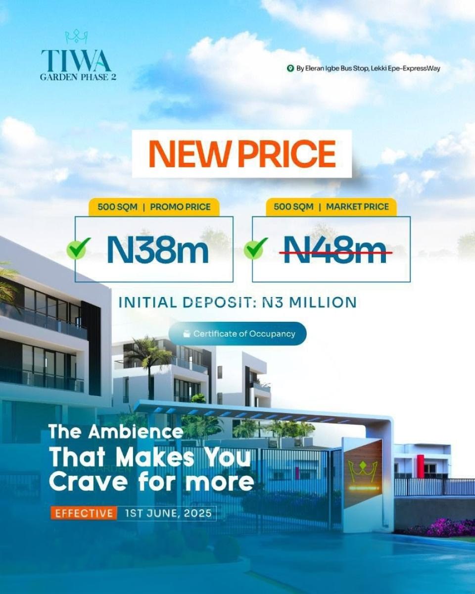 Affordable 500 Sqm Land Plot with C of O Title, Tiwa Garden Phase 2 / Eleran Igbe Bus Stop, Lekki-epe Expressway, Lekki, Lagos, Residential Land for Sale