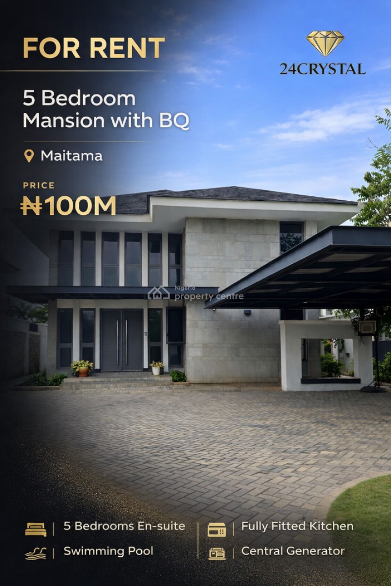 5 Bedroom Mansion with a Bq, Maitama District, Abuja, Detached Duplex for Rent