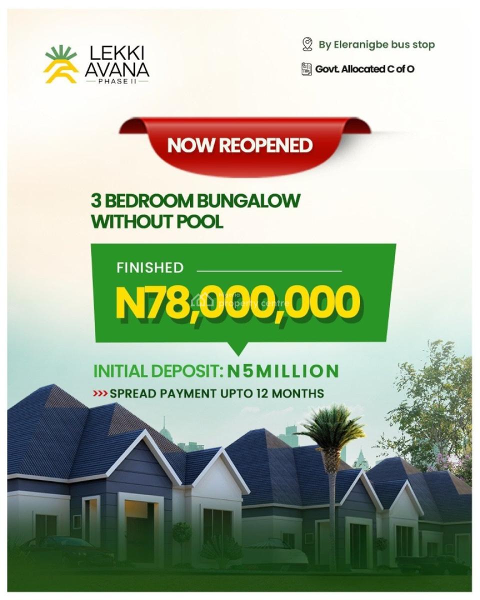 Luxury Smart Bungalows with Swimming Pool and Recreational Facilities, Lekki Avana Phase 2, Eleranigbe, Ibeju Lekki, Lagos, Detached Bungalow for Sale