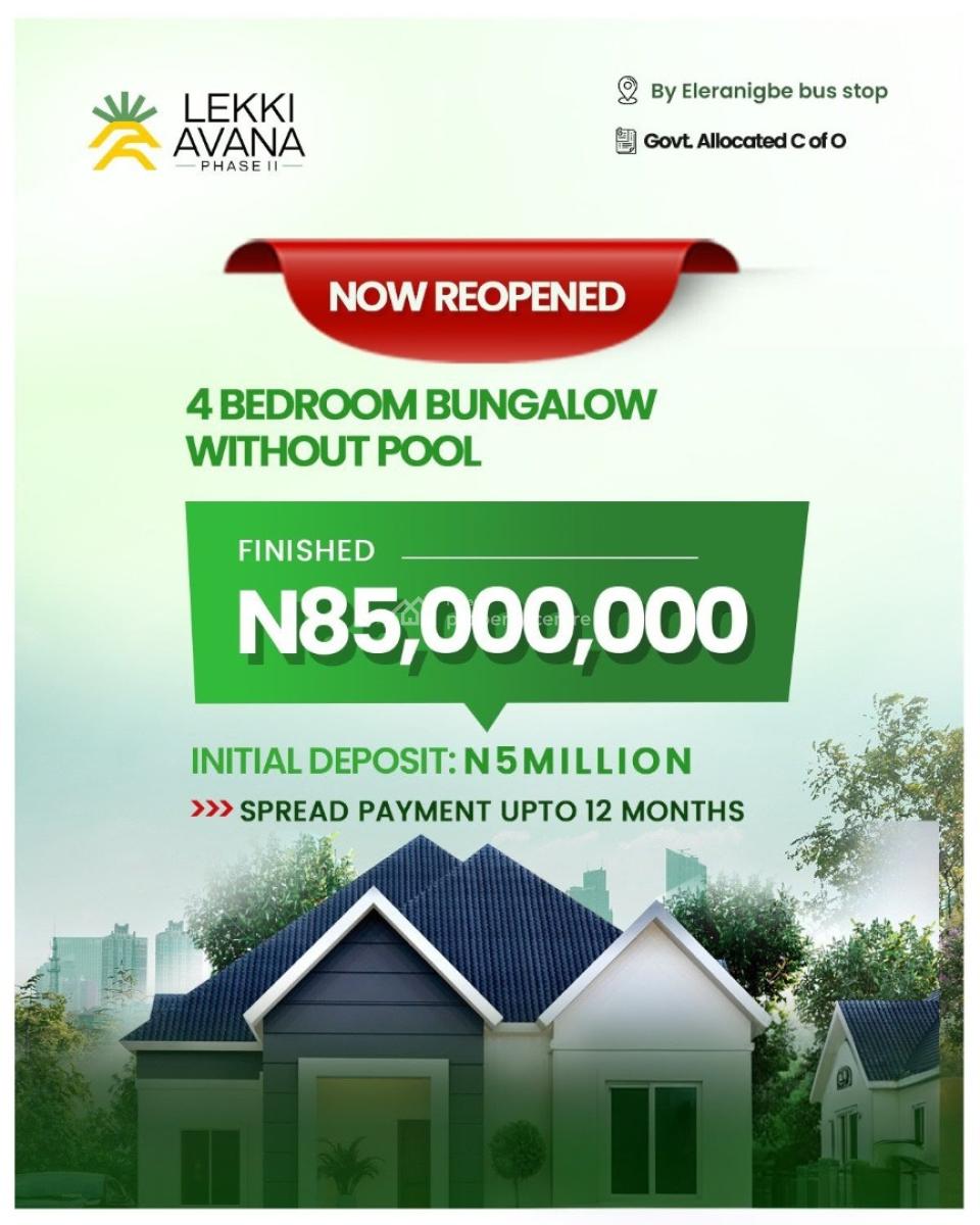 Luxury Smart Bungalows with Swimming Pool and Recreational Facilities, Lekki Avana Phase 2, Eleranigbe, Ibeju Lekki, Lagos, Detached Bungalow for Sale