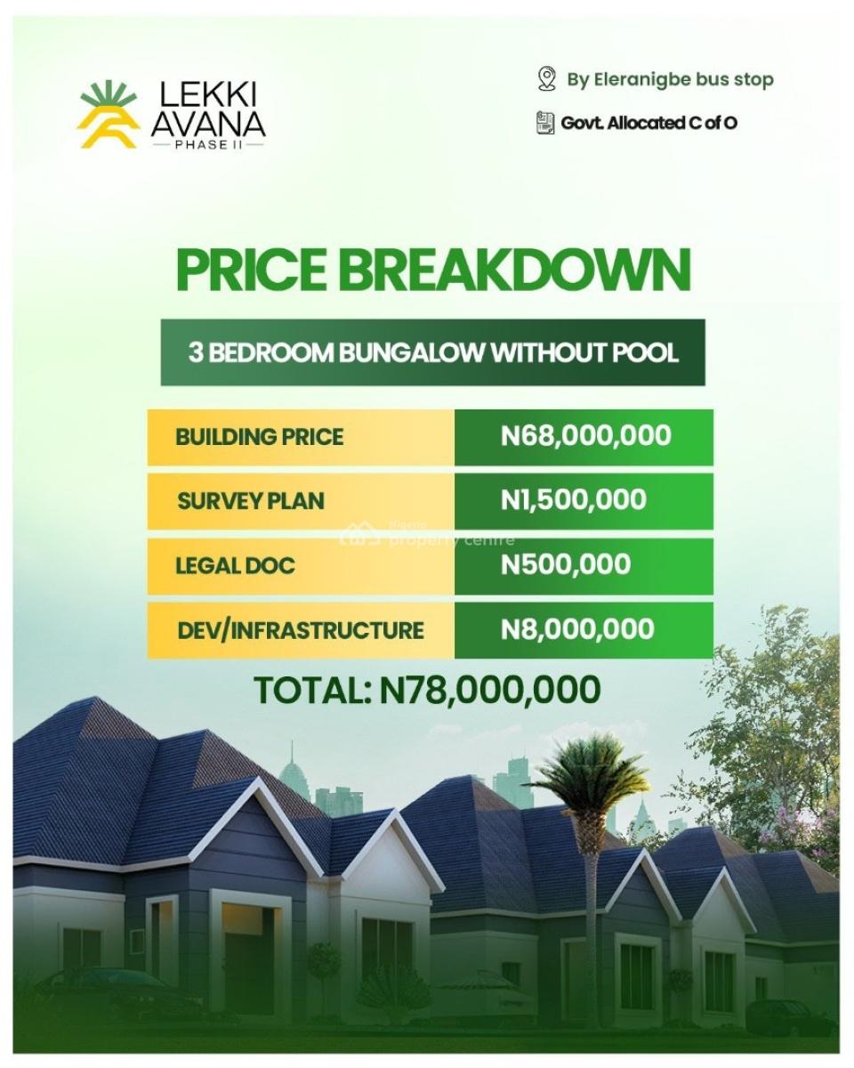 Luxury Smart Bungalows with Swimming Pool and Recreational Facilities, Lekki Avana Phase 2, Eleranigbe, Ibeju Lekki, Lagos, Detached Bungalow for Sale