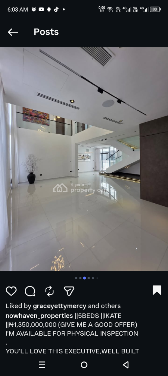 5 Bedroom Detached House, Ikate Elegushi, Lekki, Lagos, Detached Duplex for Sale