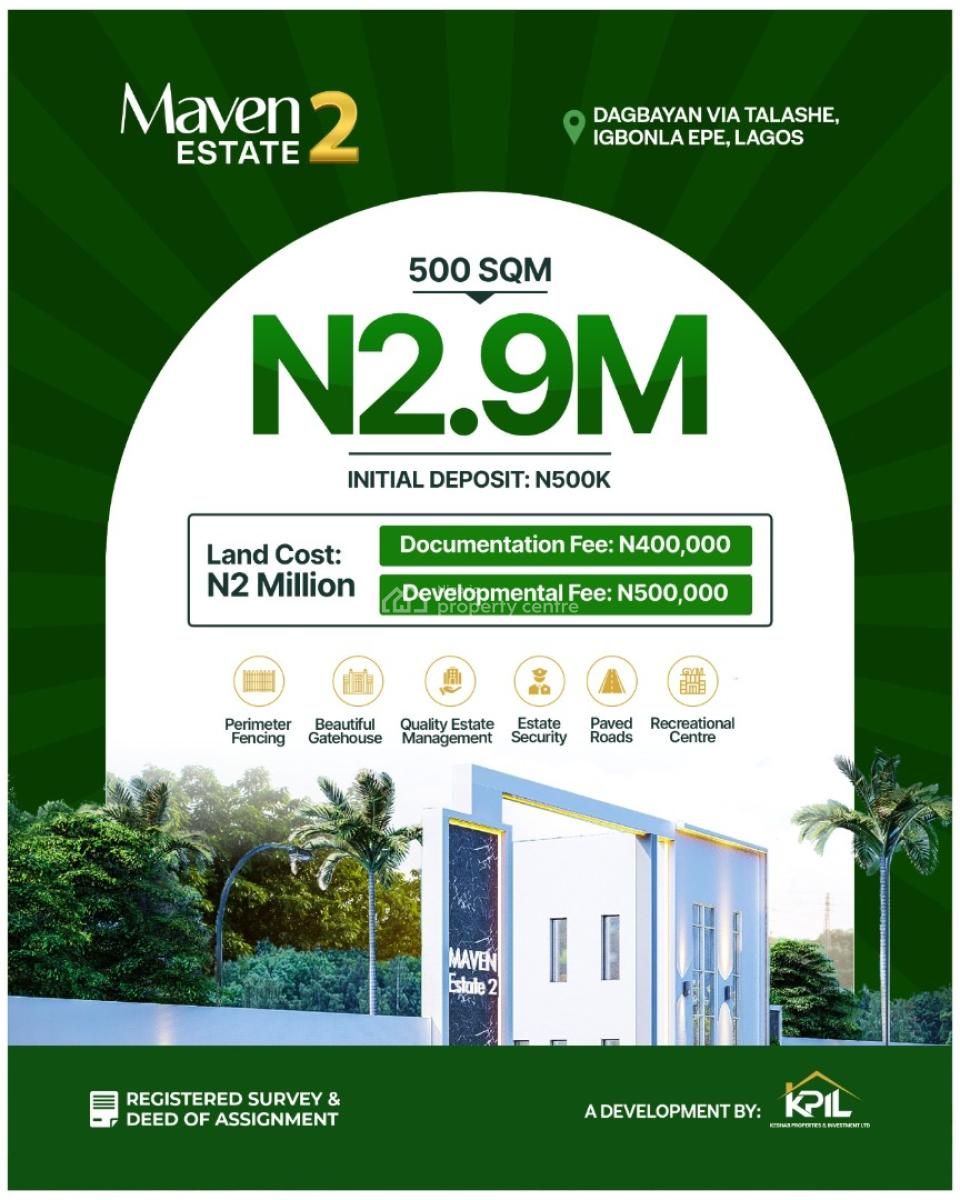 Registered Survey and Deed of Assignment, Maven, Epe, Lagos, Residential Land for Sale