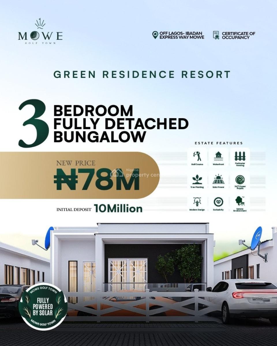 3 Bedroom Detached Bungalow, Mowe Golf Town, Off Lagos-ibadan Expressway (bungalows), Mowe Ofada, Ogun, Detached Bungalow for Sale