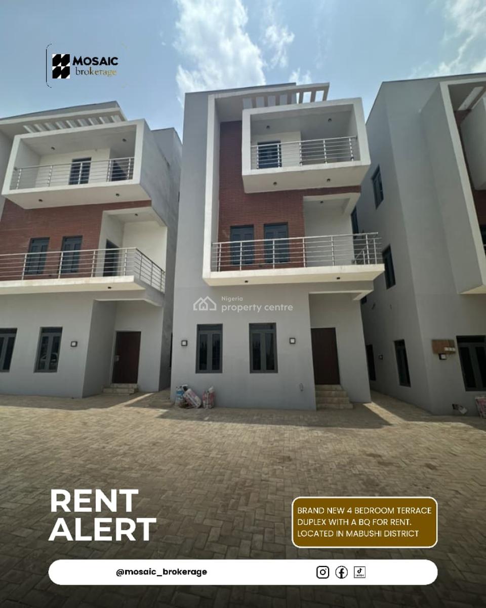 Brand New 4 Bedroom Terrace Duplex, Mabushi, Abuja, Terraced Duplex for Rent