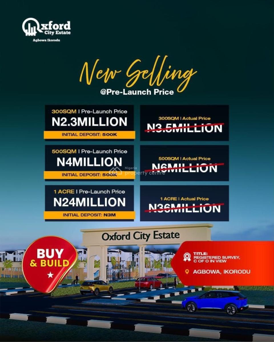 Affordable Residential Plots on 100% Dry Land in a Modern Gated Estate, Oxford City Estate, Agbowa, Ikorodu, Lagos, Residential Land for Sale