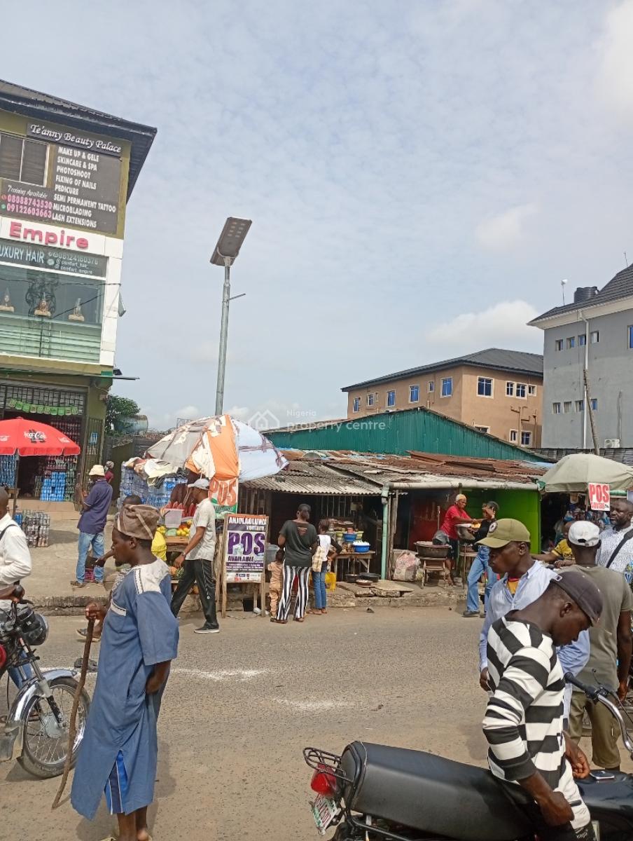 Commercial Plot with Demolishable Structure in a Busy Bus Stop, Karimulaka Street Egbeda Bus Stop, Egbeda, Alimosho, Lagos, Commercial Property for Sale