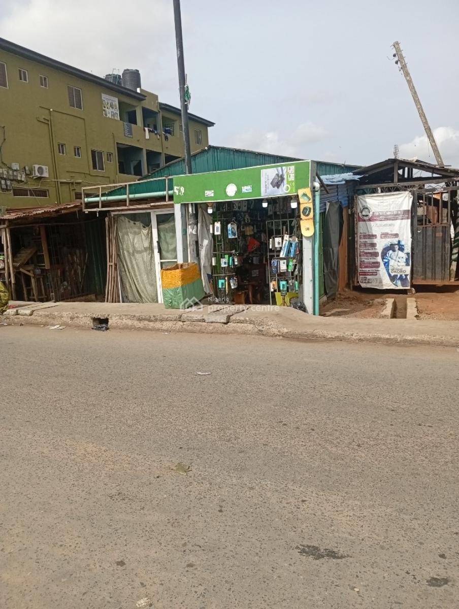 Commercial Plot with Demolishable Structure in a Busy Bus Stop, Karimulaka Street Egbeda Bus Stop, Egbeda, Alimosho, Lagos, Commercial Property for Sale