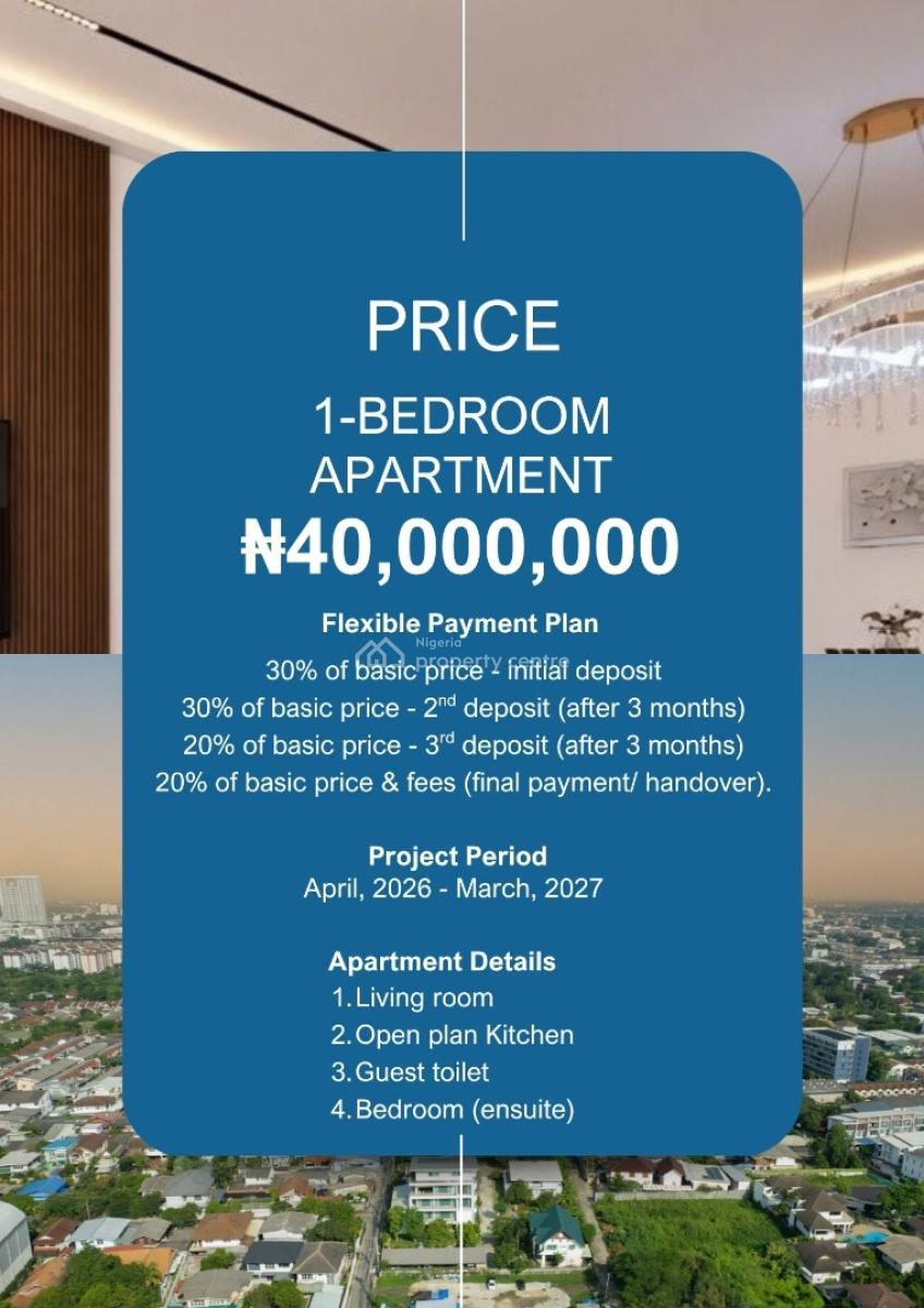 Off Plan: 1-bedroom Apartment with Open Plan Kitchen, Patriots Island, Lokogoma District, Abuja, Flat / Apartment for Sale