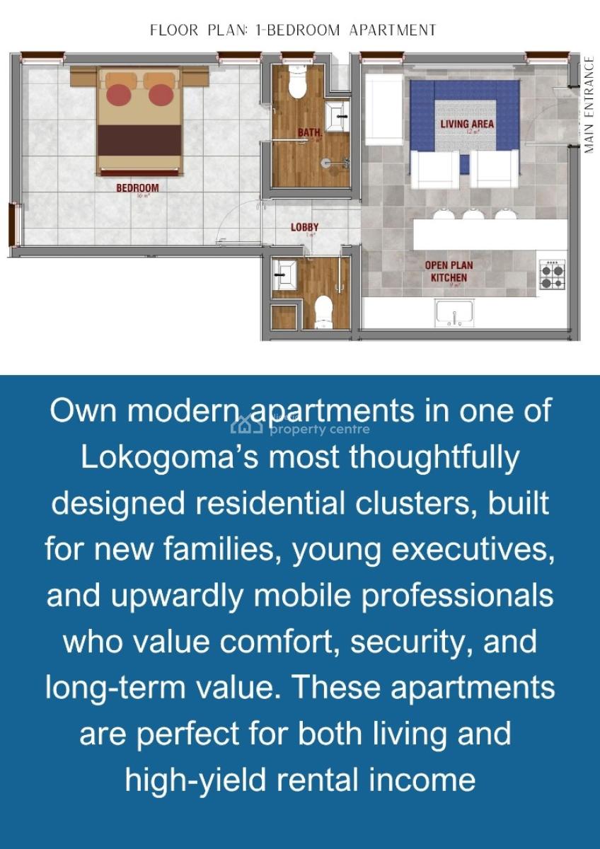 Off Plan: 1-bedroom Apartment with Open Plan Kitchen, Patriots Island, Lokogoma District, Abuja, Flat / Apartment for Sale