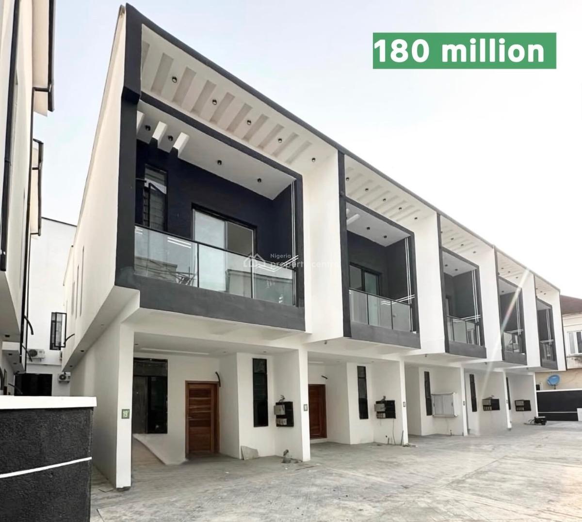 Contemporary 4 Bedroom Terrace Duplex with Bq, Chevron, Lekki, Lagos, Terraced Duplex for Sale