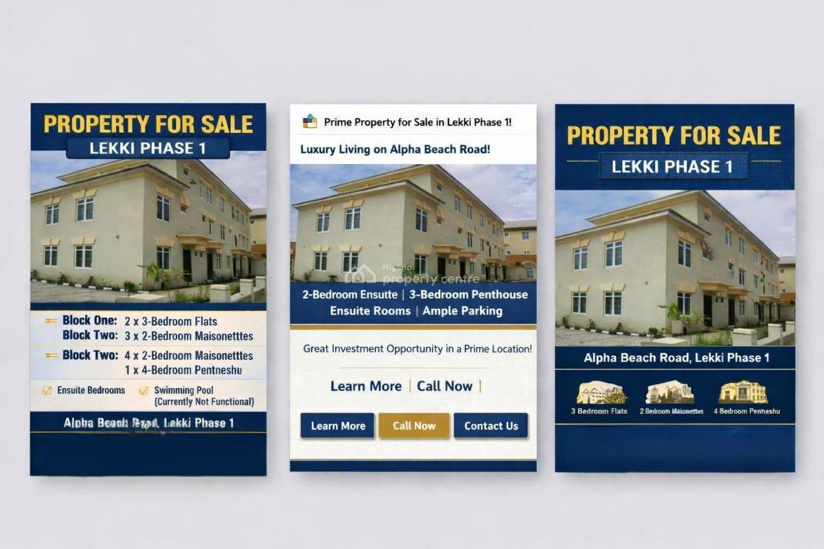 Premium Property, Alpha Beach Road, Lekki Phase 1, Lekki, Lagos, Terraced Duplex for Sale
