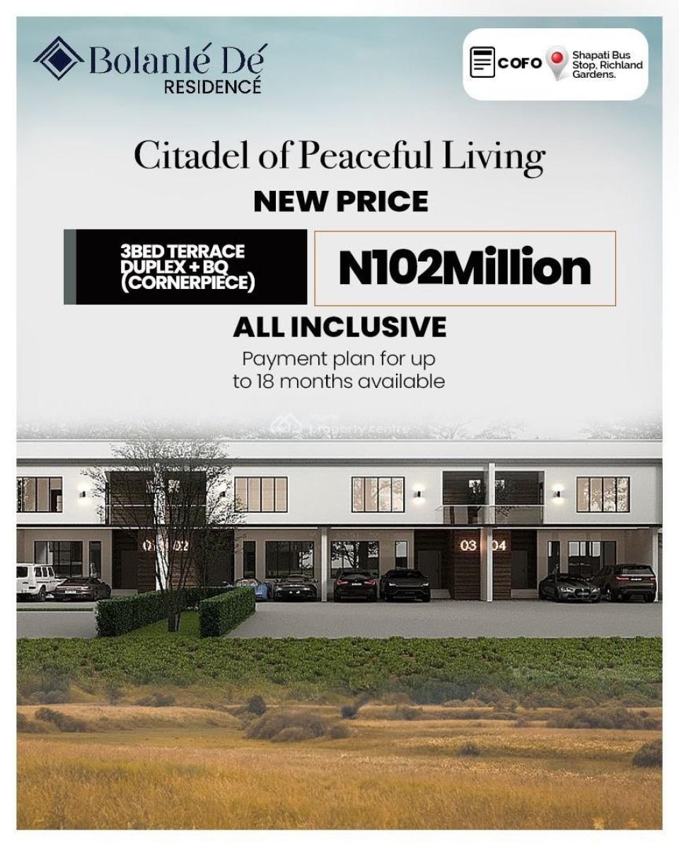 Luxury 3 Bedroom Terrace Duplexes with Bq in a Gated Estate, Bolanlé Dé Residencé, Shapati, Ibeju Lekki, Lagos, Terraced Duplex for Sale