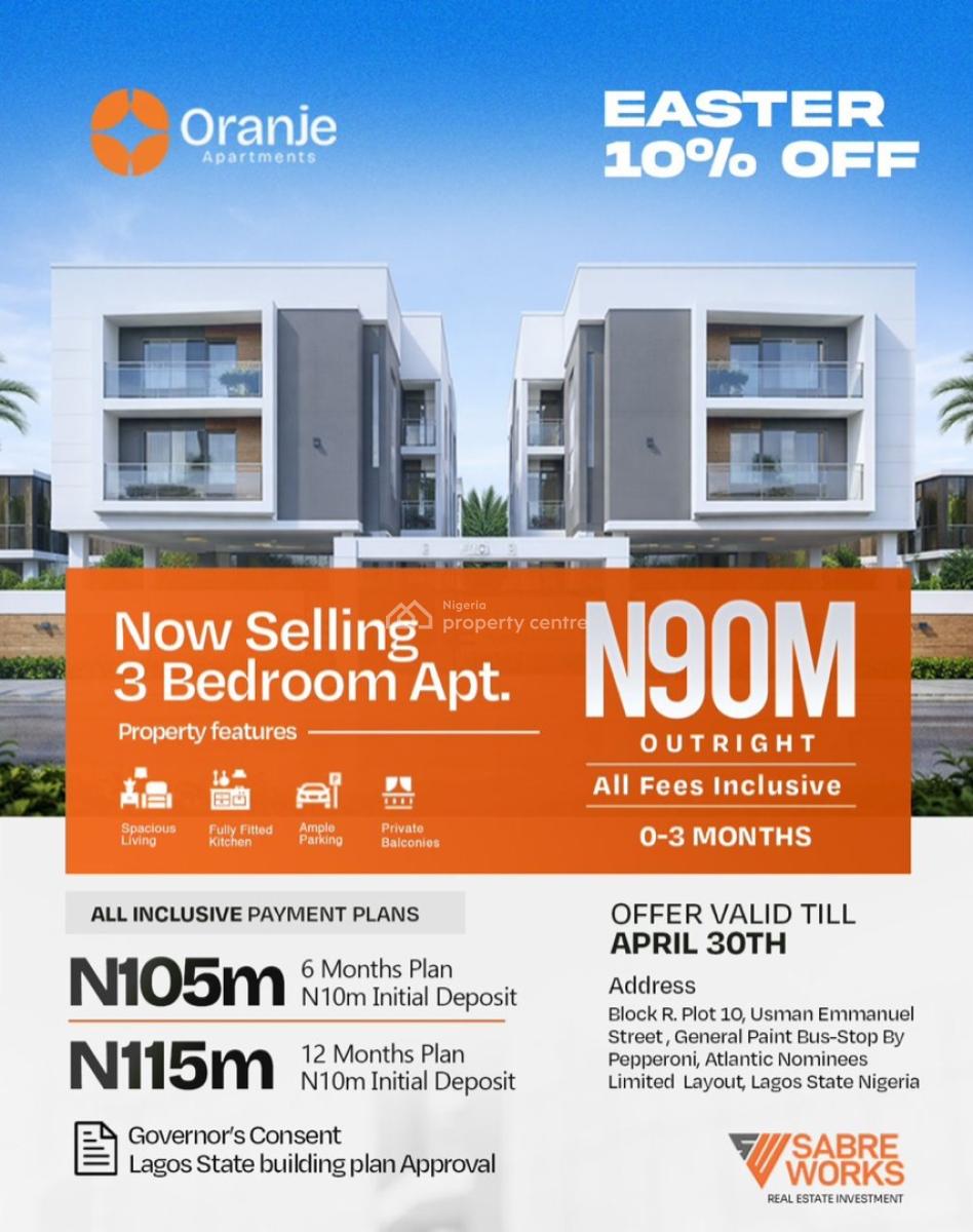 3 Bedroom Apartments, Atlantic Nominee Layout, Ajah, Lagos, Flat / Apartment for Sale