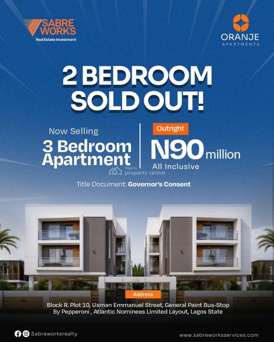 3 Bedroom Apartments, Atlantic Nominee Layout, Ajah, Lagos, Flat / Apartment for Sale