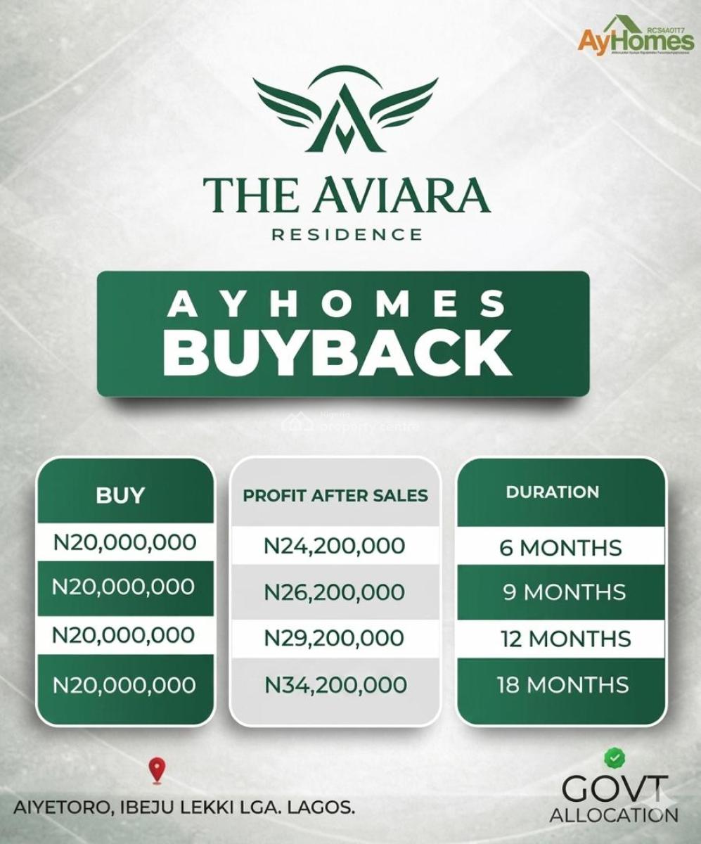 Ayhomes Short Term Real Estate Buy Back Plan, Aiyetoro and Ilamija, Ibeju Lekki, Lagos, Residential Land for Sale