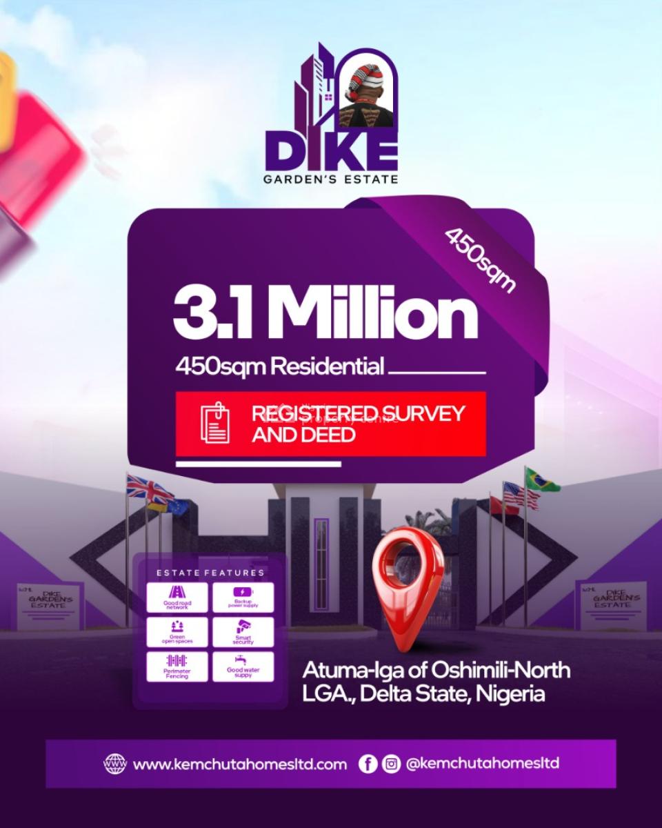 Affordable Land with Registered Survey, Dike Gardens Estate,atuma Iga, Asaba, Delta, Residential Land for Sale