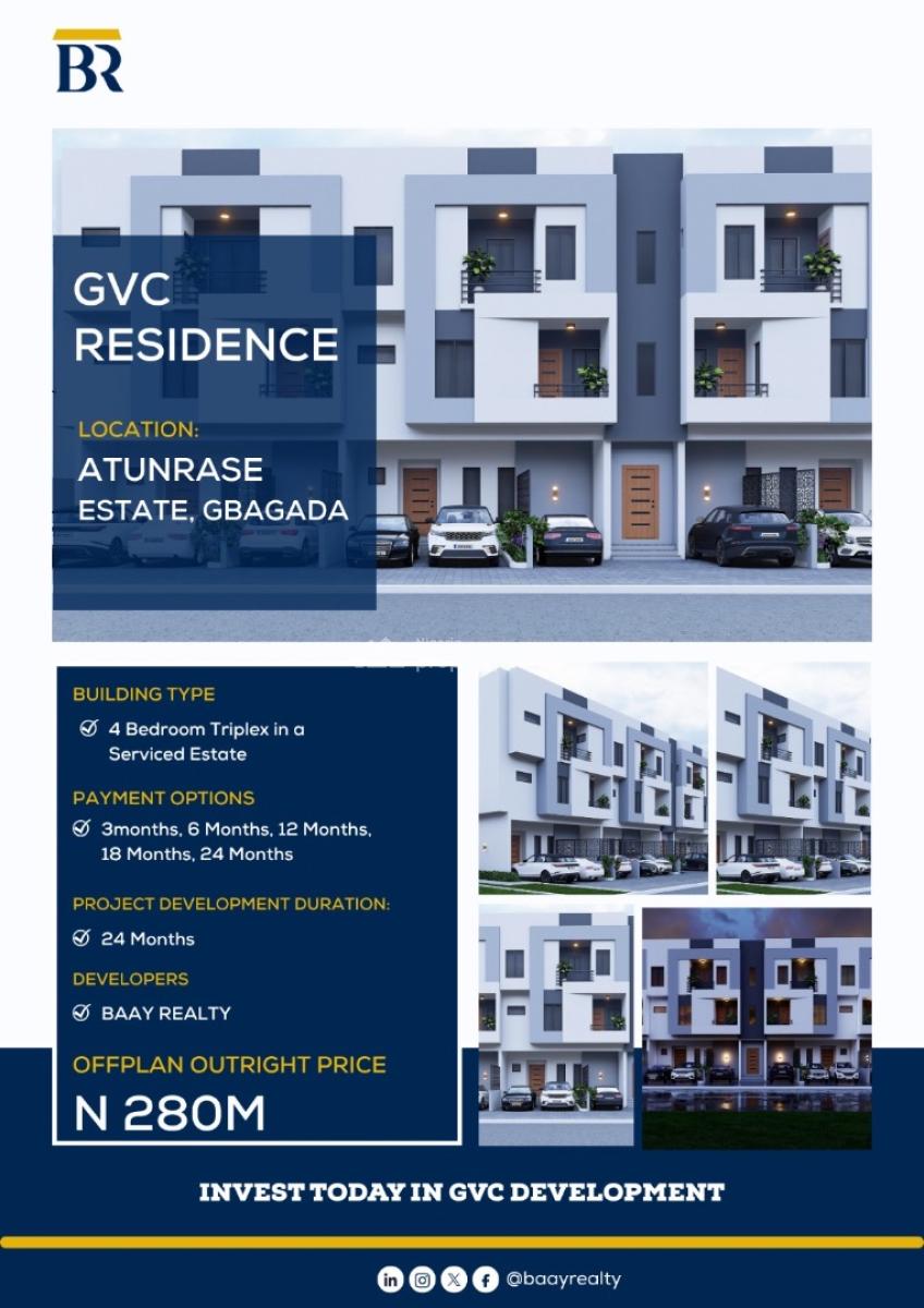 New Built Luxury 4 Bedroom Terrace Triplex, The Perfect Home for Your Lovely Family, Gbagada, Lagos, Terraced Duplex for Sale