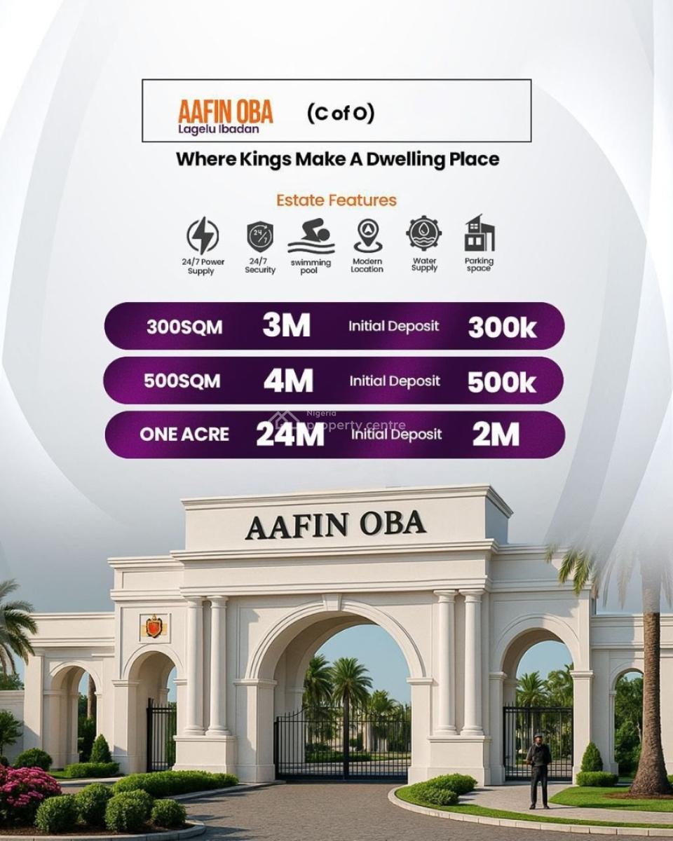 Luxury Land Plots in a Prestigious and Well-amenitised Estate, Aafin Oba Estate, Lagelu, Oyo, Residential Land for Sale
