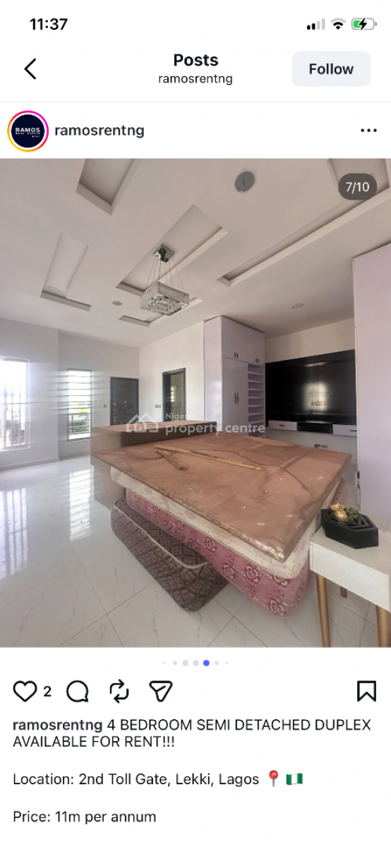 Luxury 4 Bedroom Apartment in a Lovely Environment, 2nd Toll Gate, Lekki, Lagos, Semi-detached Duplex for Rent