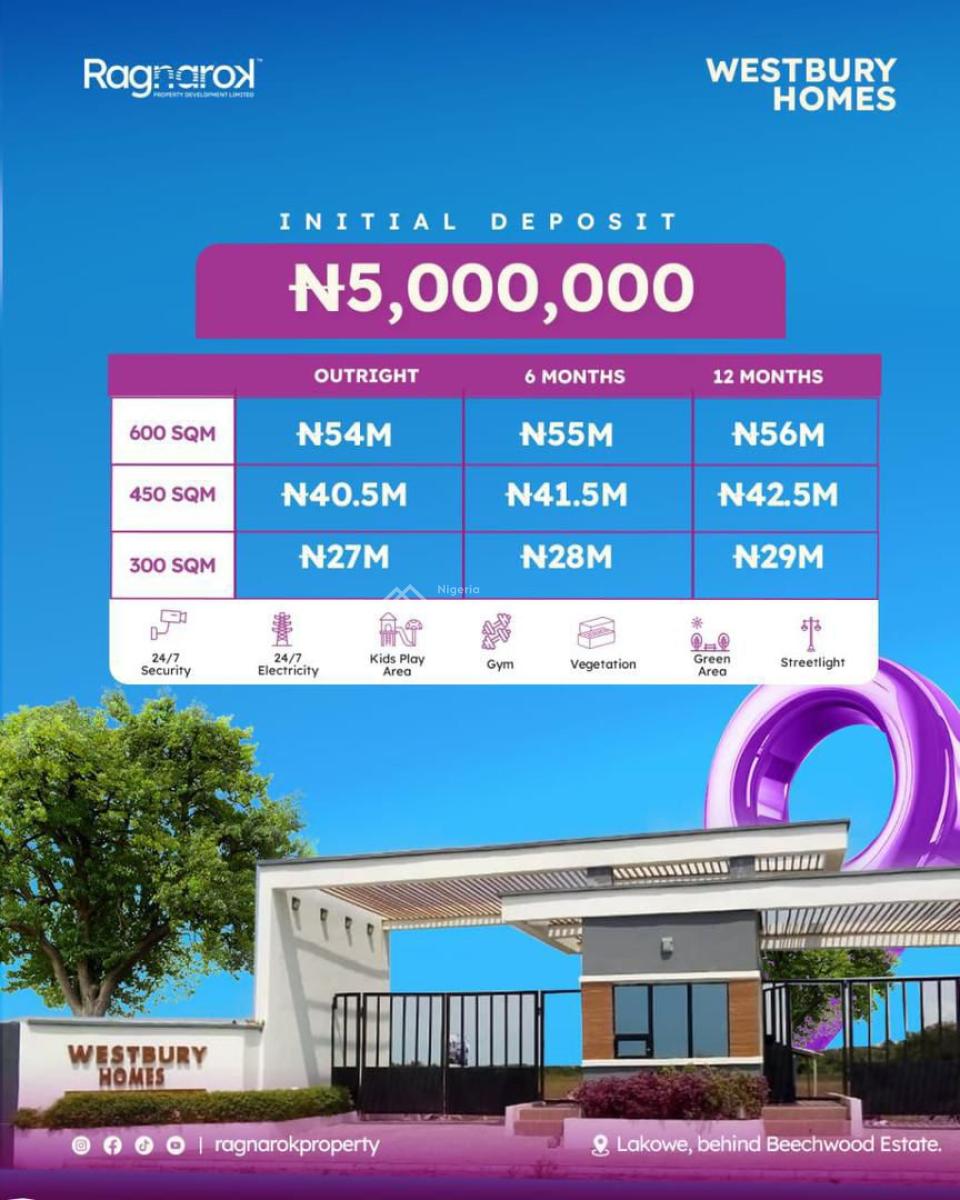 Premium C of O Land in a Prime Location, Westbury Homes Behind Beechwood Estate, Lakowe, Ibeju Lekki, Lagos, Residential Land for Sale