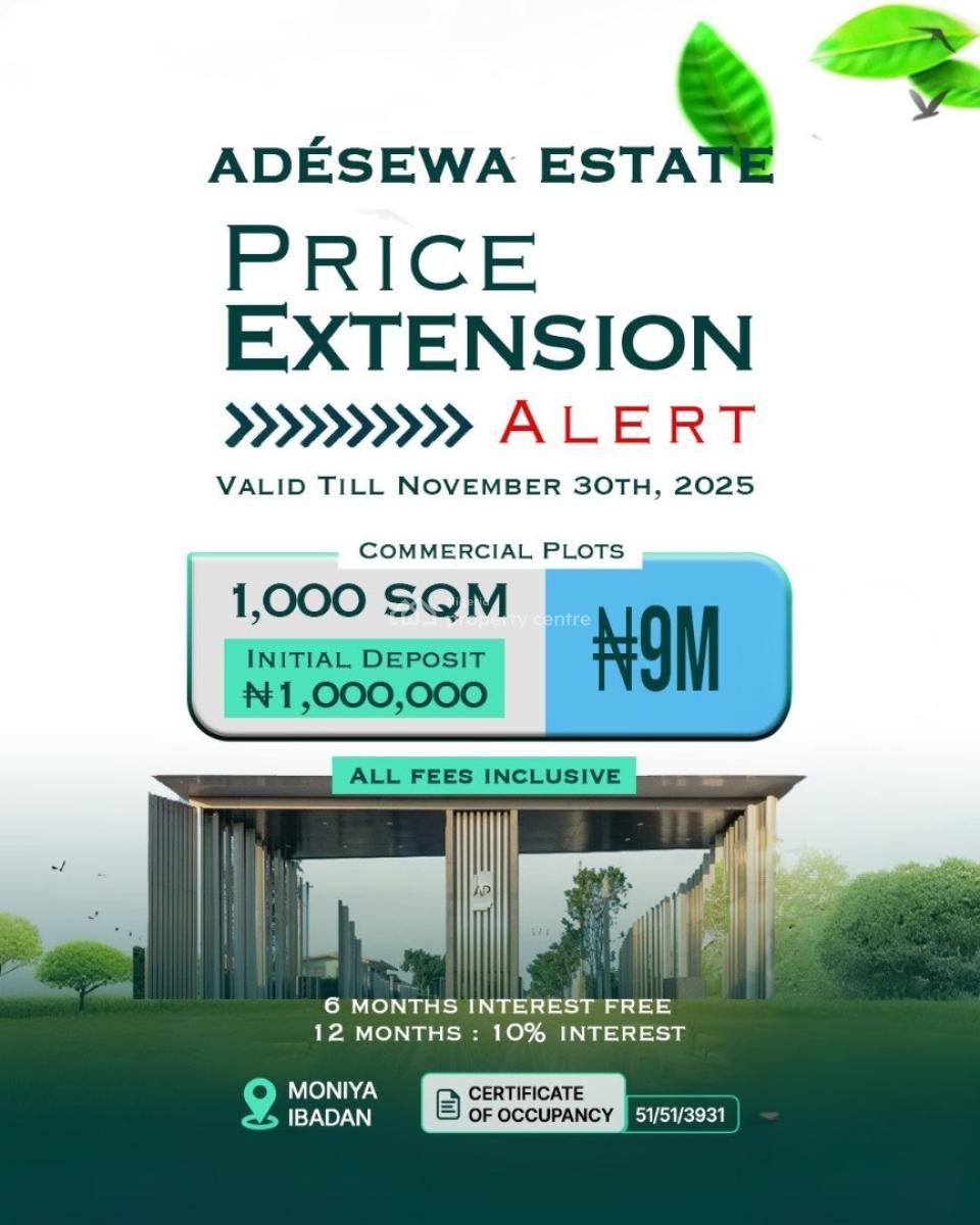 Plots of Land in a Gated Estate with C of O, Adéséwa Estate, Moniya, Ibadan, Oyo, Mixed-use Land for Sale