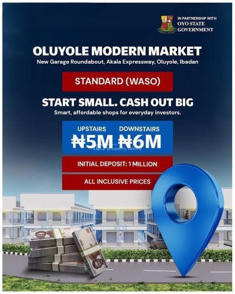 Shops in a Modern Commercial Market, Oluyole Modern Market / New Garage Roundabout, Akala Expressway, Oluyole, Oyo, Shop for Sale