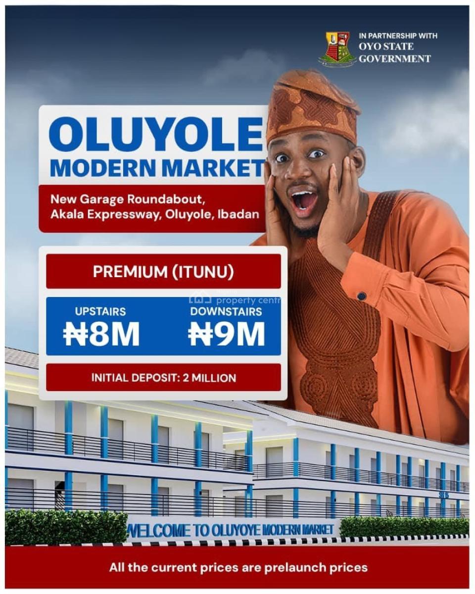 Shops in a Modern Commercial Market, Oluyole Modern Market / New Garage Roundabout, Akala Expressway, Oluyole, Oyo, Shop for Sale