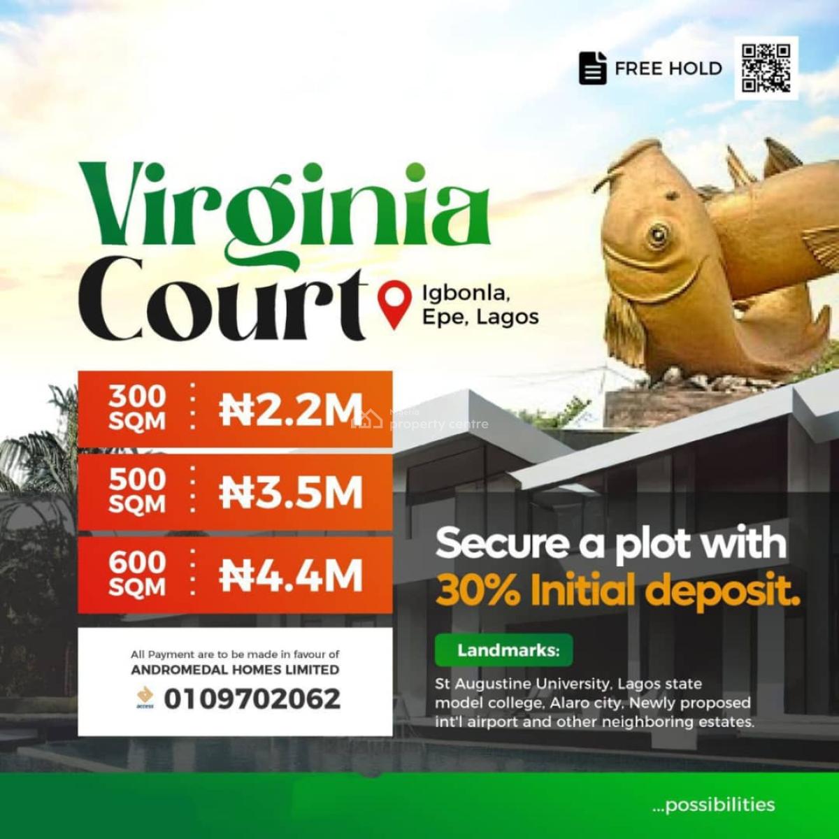 Affordable Premium Land in a Strategic Location, Virginia Court Igbonla Close to Augustine University, Epe, Lagos, Residential Land for Sale