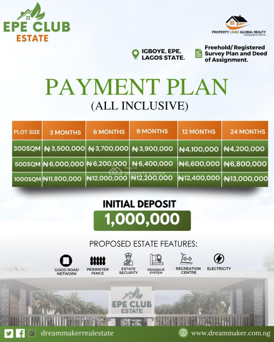 Luxury Buy and Build Land with Perimeter Fencing and Gate House, Epe Club Estate Close to Epe Resort and Spa, Epe, Lagos, Residential Land for Sale