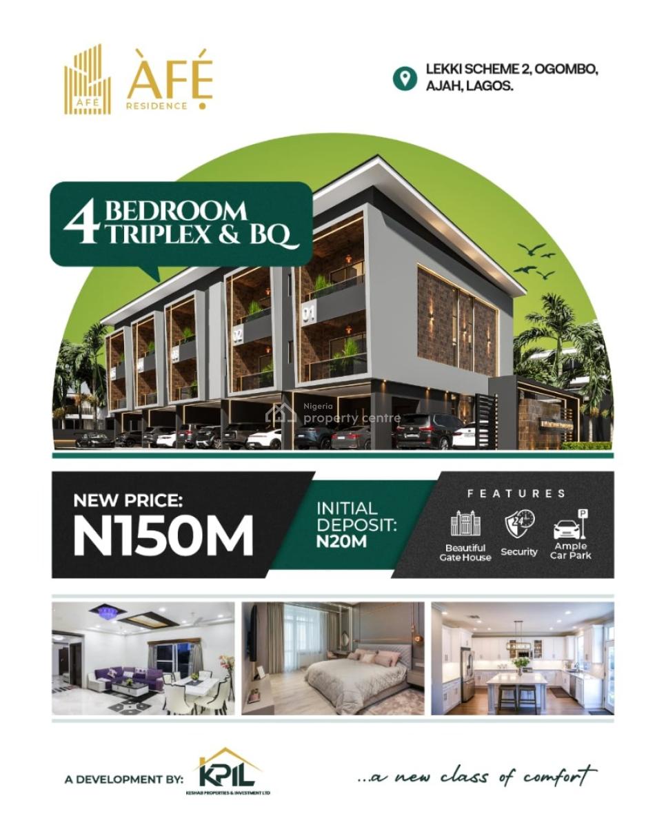 Exquisite 4 Bedroom Triplex with C of O in a Built Up Neighborhood, Afe Residence Lekki Scheme 2 Urban Prime Surrounded By Chaplin Estate, Ogombo, Ajah, Lagos, Semi-detached Duplex for Sale