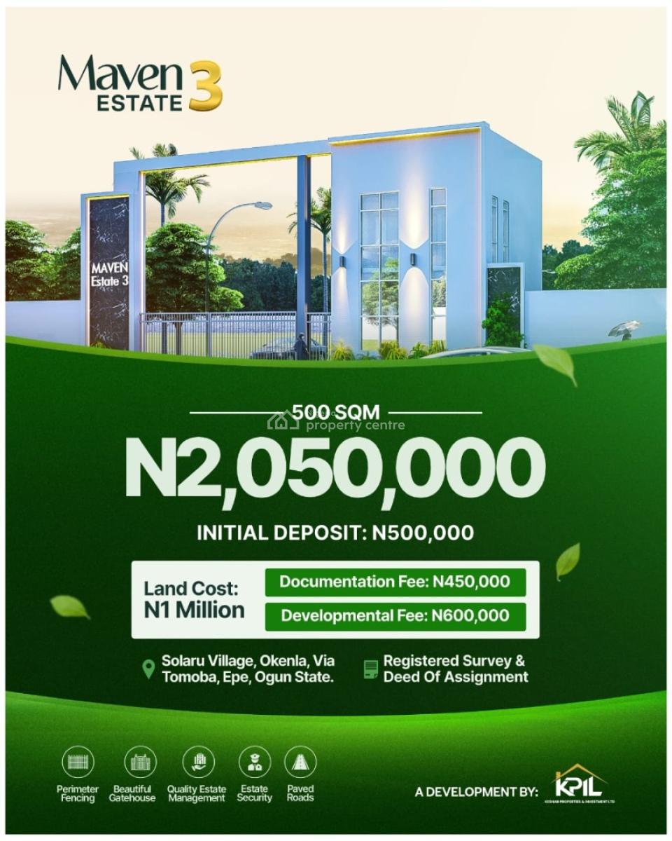 Premium Land with Perimeter Fencing and Registered Survey, Maven Estate Phase 3 Solaru Village Okenla Via Tomob, Epe, Lagos, Residential Land for Sale