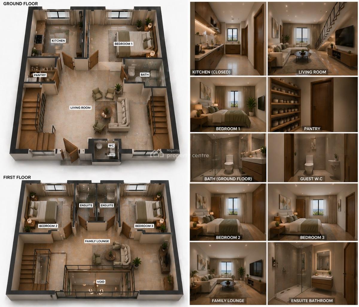 3 Bedrooms Coastal View Maisonette Residence, Ologolo, Lekki, Lagos, House for Sale