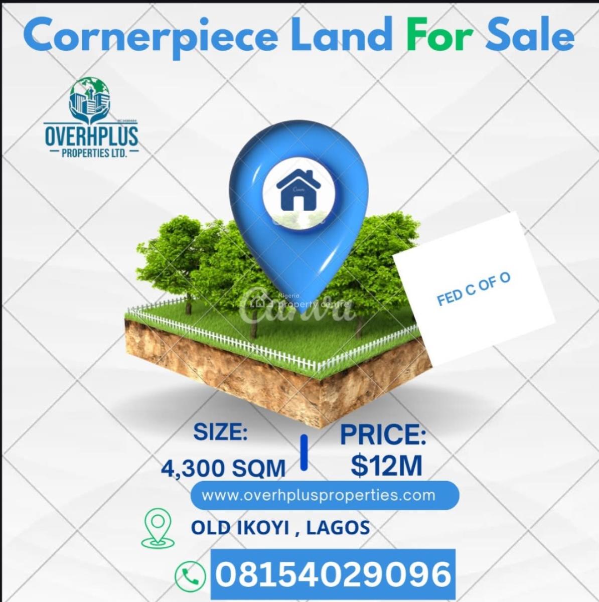Ultra Prime 4,300 Sqm Corner Plot, Old Ikoyi, Ikoyi, Lagos, Mixed-use Land for Sale