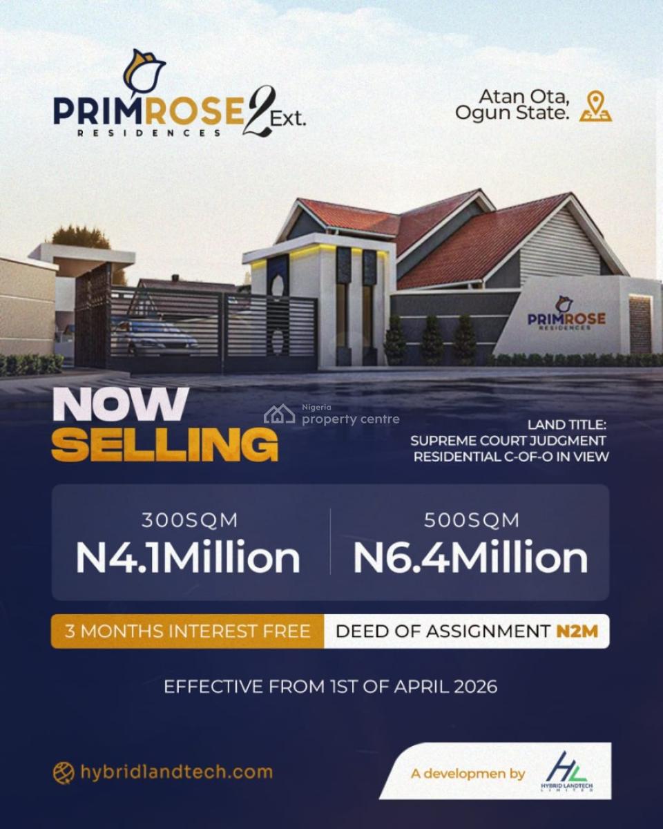 Buy Now Before Prices Rise -- Primrose Residences, Minutes From The Lagos-sokoto Superhighway Construction, Atan Ota, Ado-odo/ota, Ogun, Residential Land for Sale