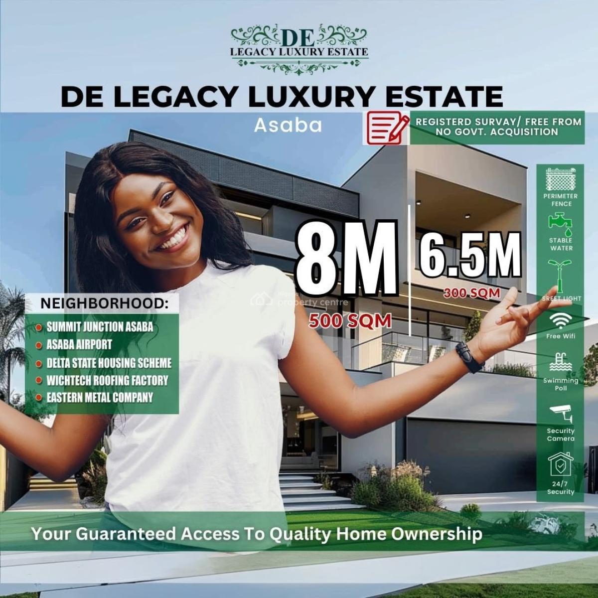 Residential Plots of Land in a Luxury Estate with Modern Amenities, De Legacy Luxury Estate, Asaba, Delta, Residential Land for Sale