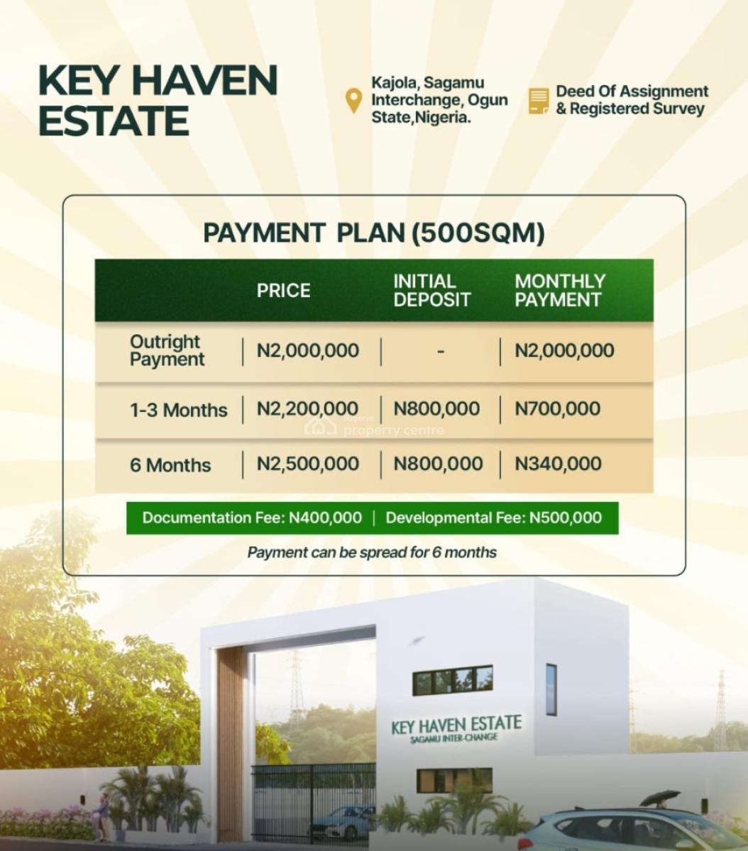 Affordable Land for Development  Kajola Sagamu, Key Haven Estate Kajola, Sagamu, Ogun, Residential Land for Sale