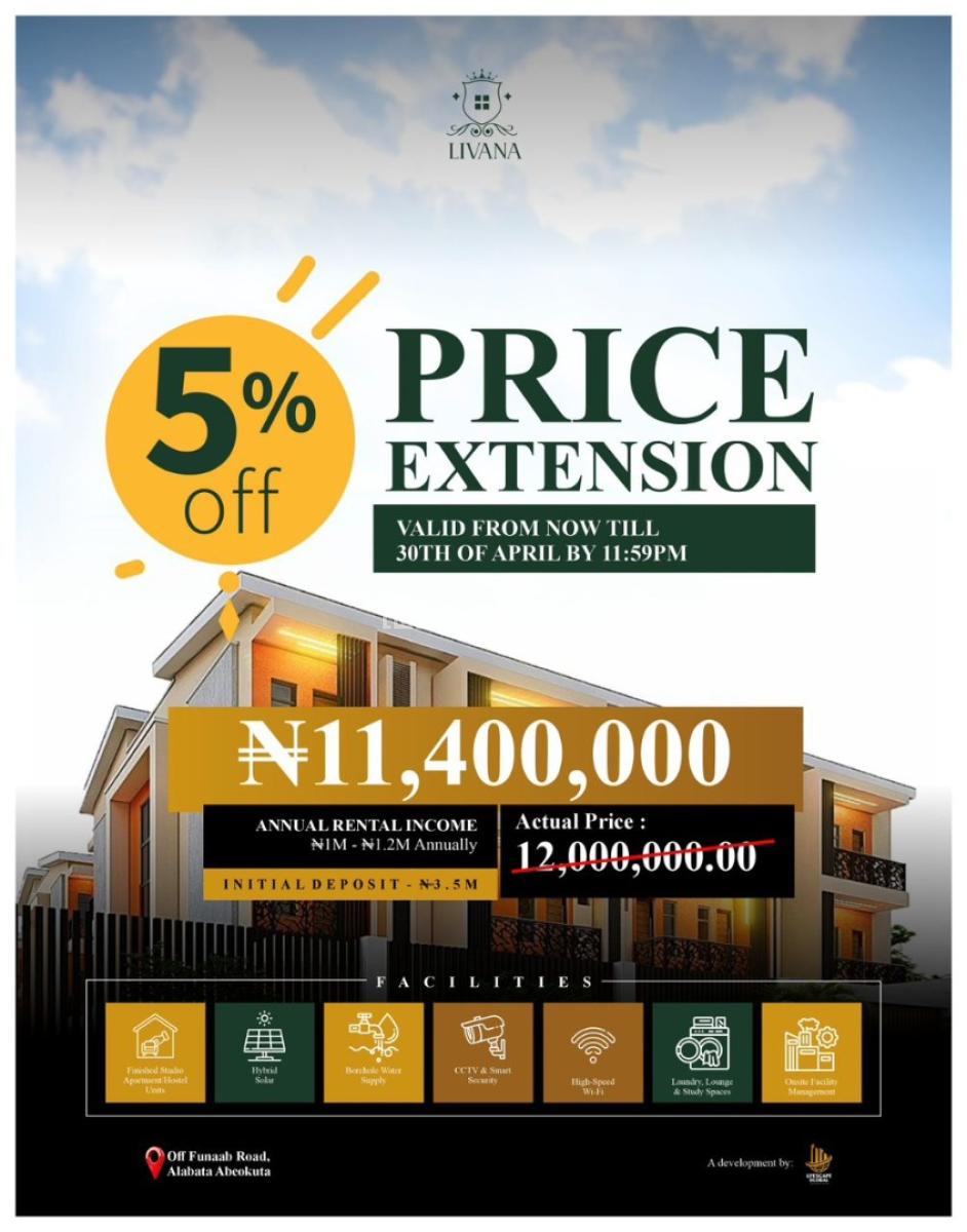 Livana Residence, Federal University of Agriculture, Alabata, Directly Opposite Funaab, Federal University of Agriculture, Abeokuta North, Ogun, Flat / Apartment for Sale