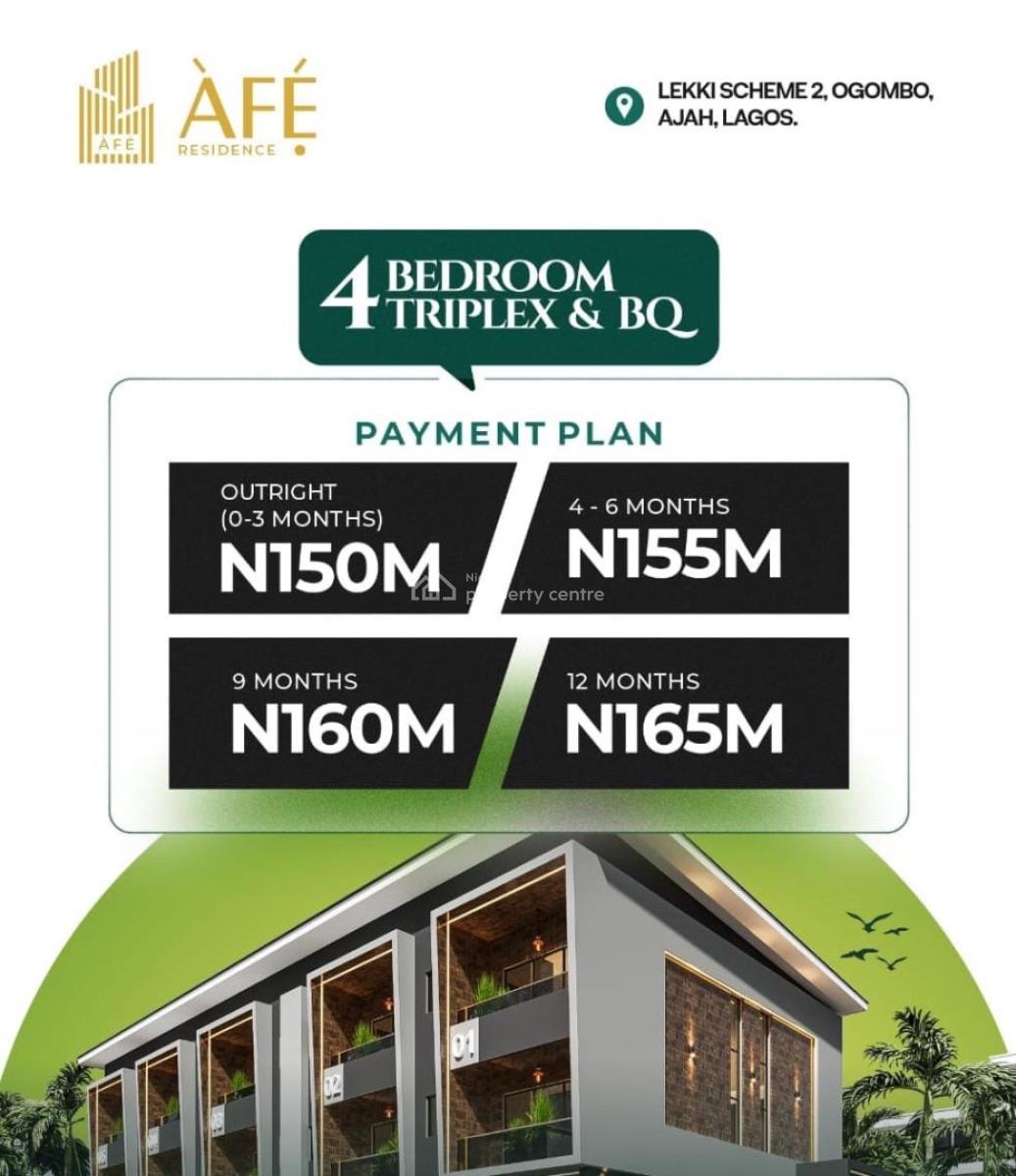 Contemporary 4 Bedroom Triplex with Bq  Ajah, Lekki Scheme 2, Ajah, Lagos, House for Sale