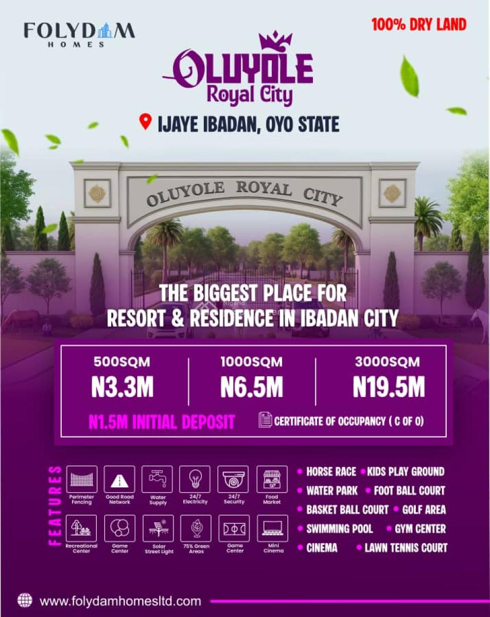 Luxury C of O Land in a Premium Location with Good Topography, Oluyole Royal City Ijaye , University of Ibadan Axis, Ibadan, Oyo, Residential Land for Sale