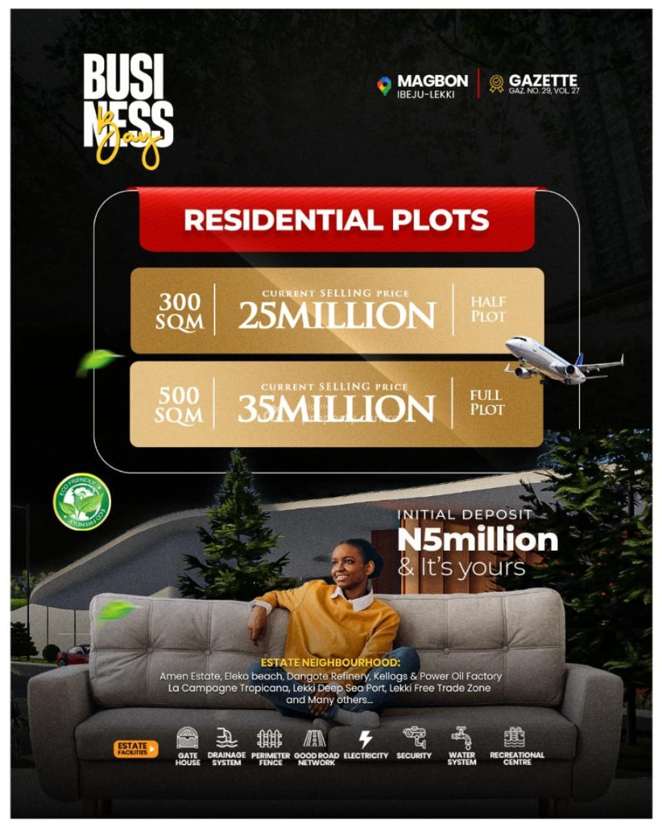 Luxury Land with Gazette, Business Bay Estate Magbon, Ibeju Lekki, Lagos, Mixed-use Land for Sale