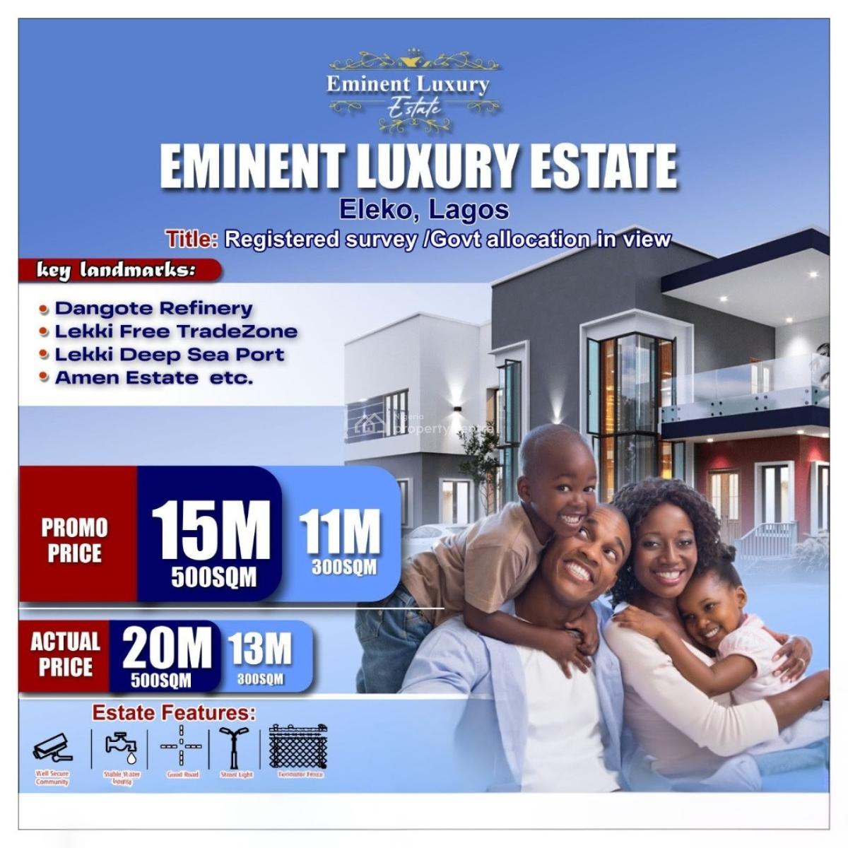 Residential Plots of Land in a Premium and Well-secured Estate, Eminent Luxury Estate, Eleko, Ibeju Lekki, Lagos, Residential Land for Sale