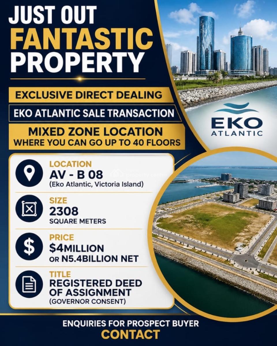 2308 Square Meters of Land, Eko Atlantic City, Lagos, Mixed-use Land for Sale
