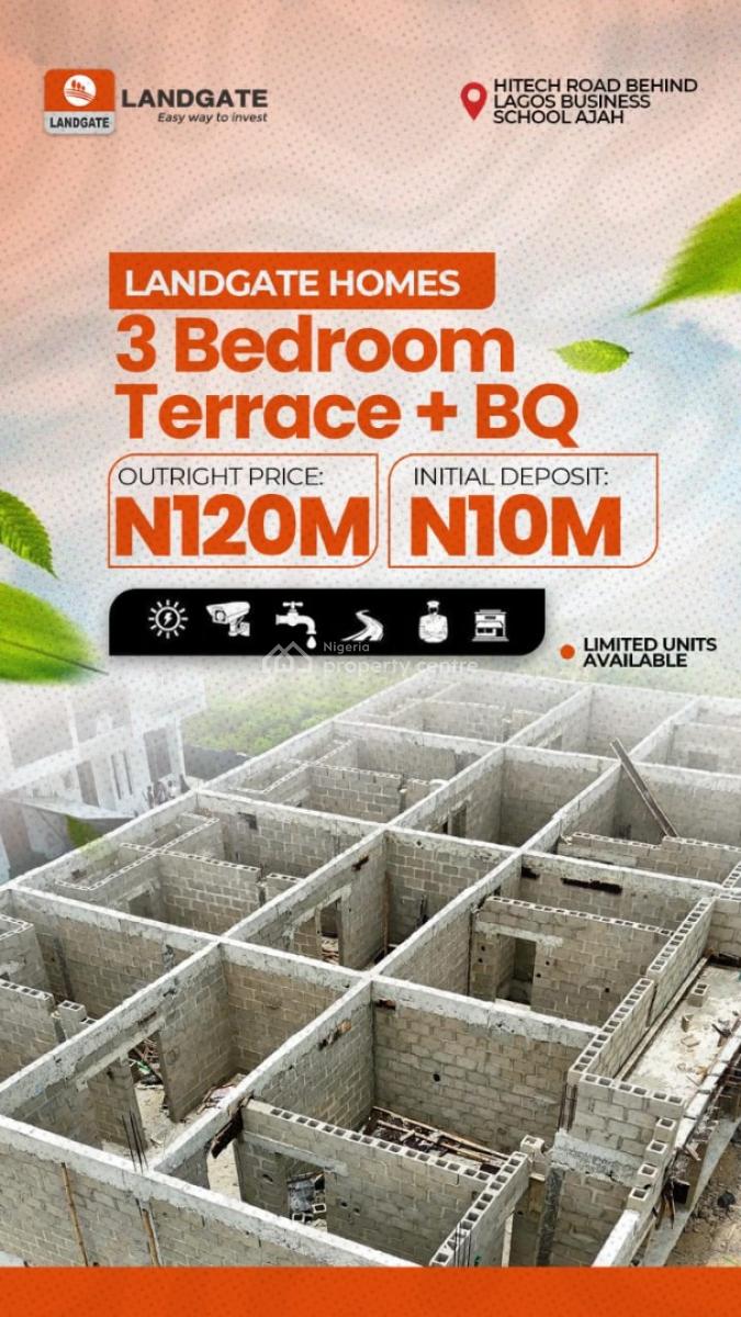 Luxury 3 Bedroom Terrace with Bq in a Serene Location, Landgate Homes, Hitech Road (behind Lagos Business School), Ajah, Ajah, Lagos, Terraced Duplex for Sale