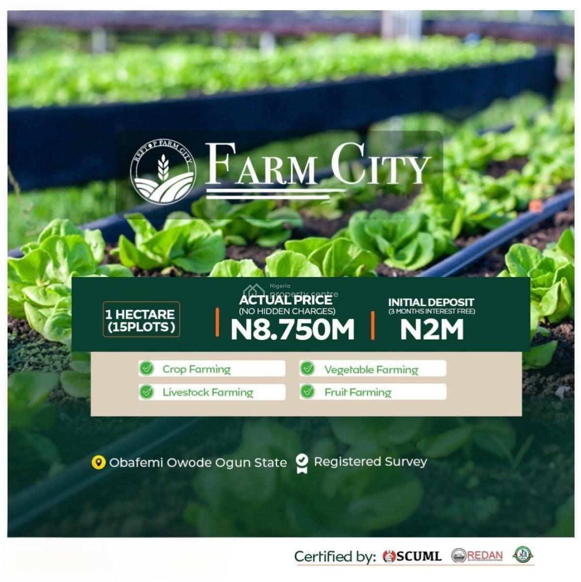Fertile Farmland in a Secure and Well-structured Agricultural Estate, Farm City / Orisunmibare, Obafemi Owode, Ogun, Commercial Land for Sale