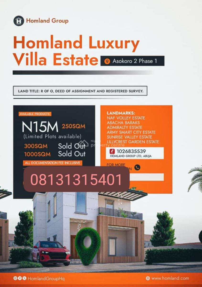 Plots of Luxury Land in Asokoro, Close to Sunrise Valley Estate, Asokoro District, Abuja, Mixed-use Land for Sale
