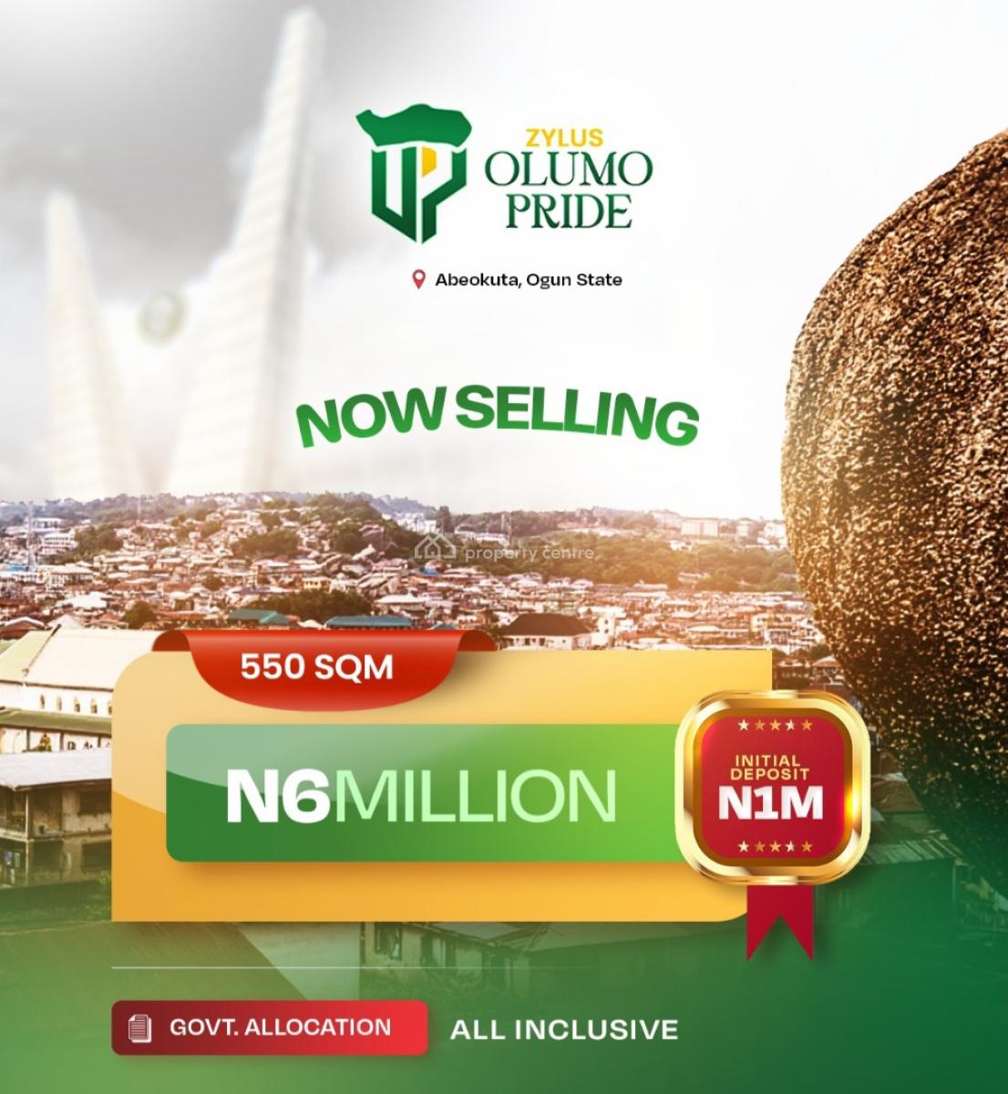 Acres of Commercial and Residential Land, Olumo Pride Located at Abeokuta By Ogun State Governor’s Office, Magboro, Ogun, Commercial Land for Sale